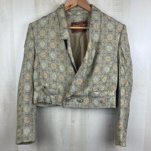 Vintage James Chen Mandarin Oriental Hotel Cropped Brocade Staff Blazer